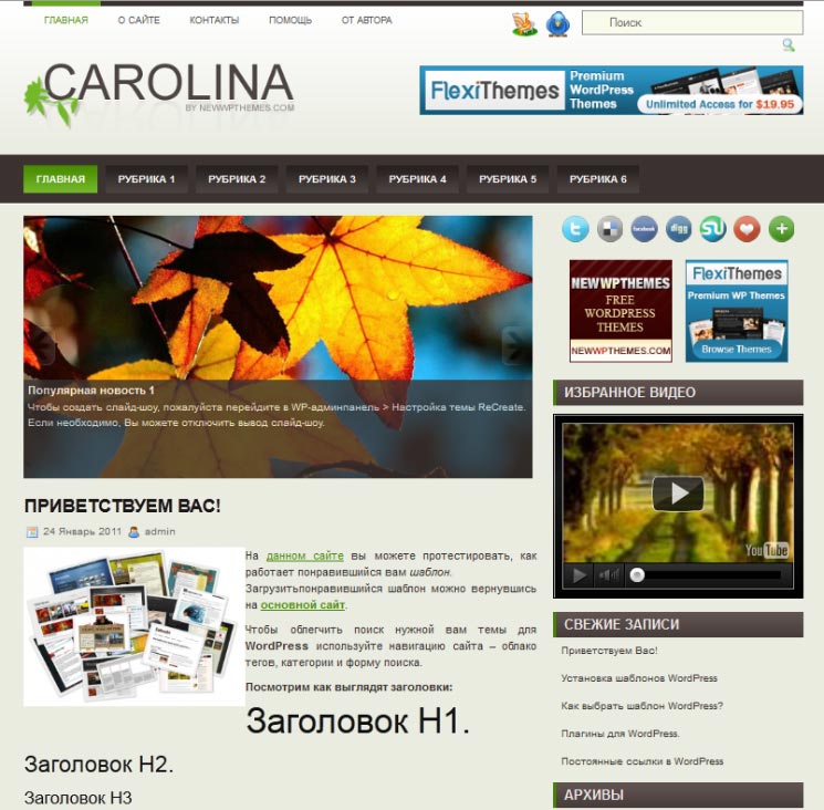 Carolina WordPress шаблон
