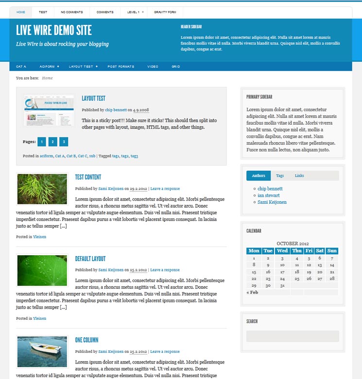 Live Wire WordPress шаблон
