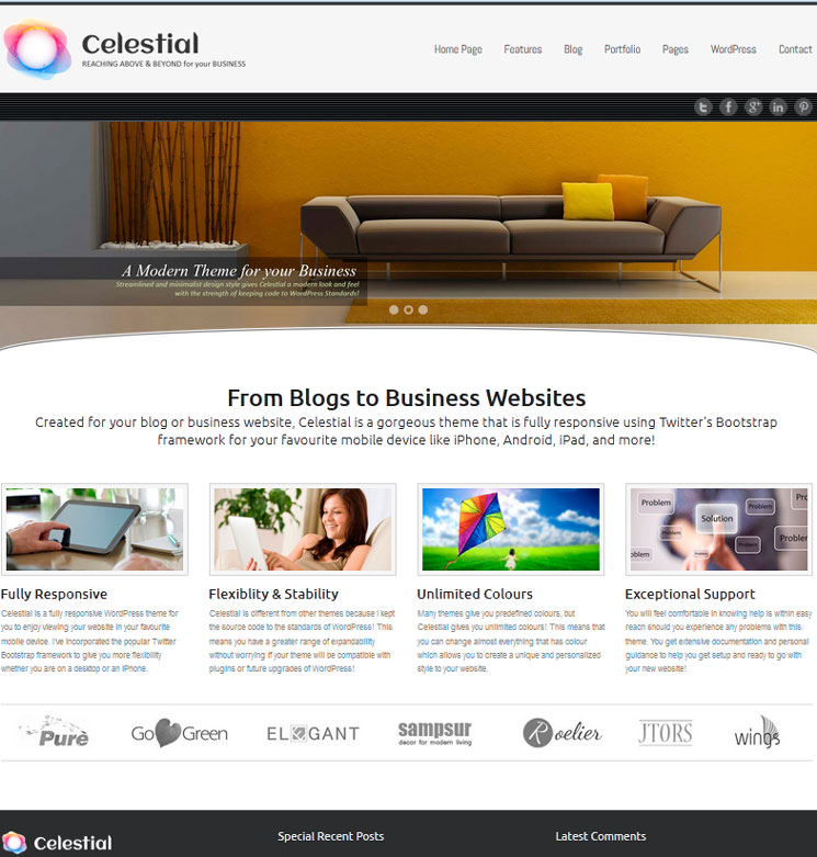 Celestial — Lite WordPress шаблон