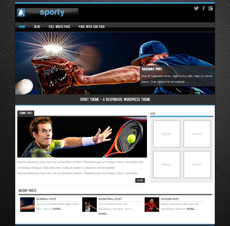 Sporty WordPress шаблон