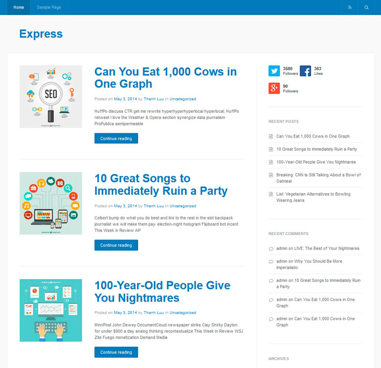 Express WordPress шаблон