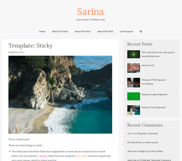 Sarina WordPress шаблон