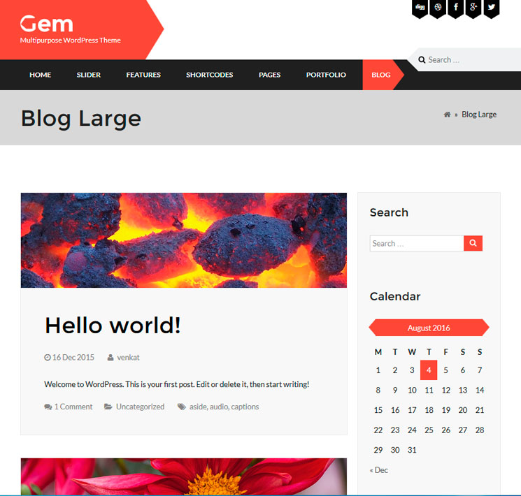 Gem WordPress шаблон